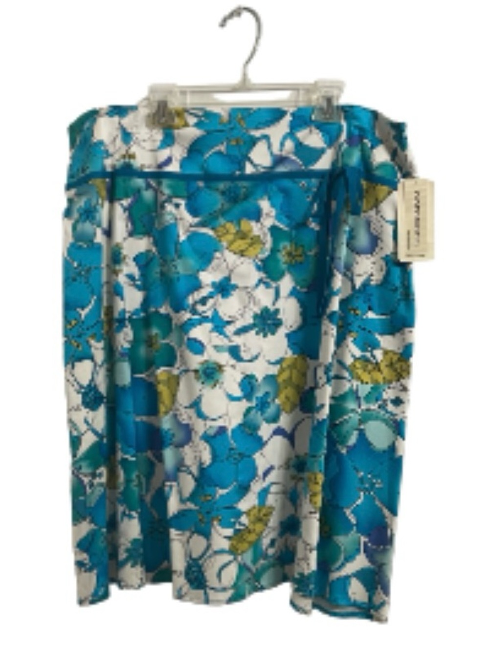 NWT Notations Vintage Teal and White Floral A-line Skirt XL